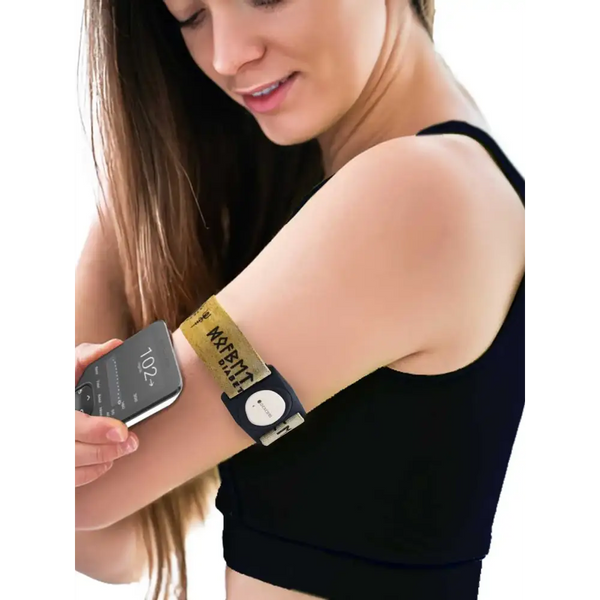 Dexcom G7 Armband with Rotating Clip Viking Edition worn on arm with Viking runes design.