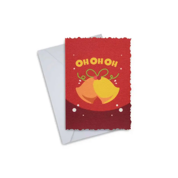 Elegant Christmas Greeting Cards with festive bell design and envelope.