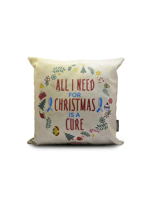 Christmas-themed Diabetes Awareness Pillow Cover with festive motifs and empowering message, 40x40 cm.