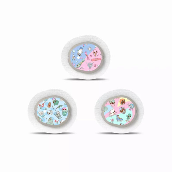 Winter-themed Dexcom G7 sensor stickers, featuring festive designs.