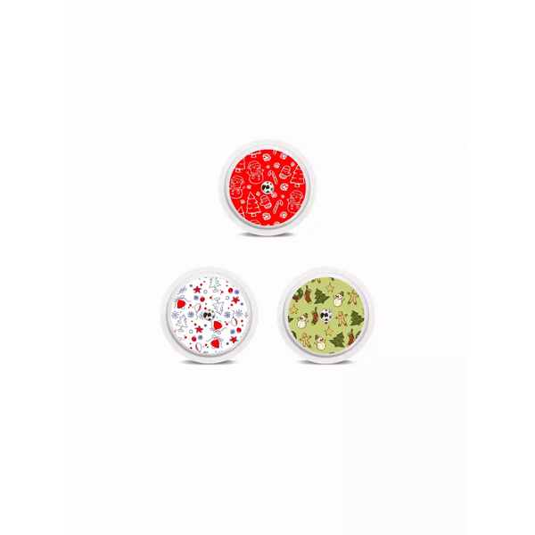 Colorful textured substances in containers for Freestyle Libre Stickers - Christmas 2024