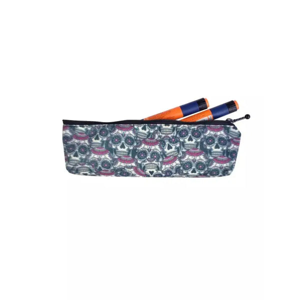 Insulin and medication cooling pen case with stylish skull design, ideal for children; compact and portable insulin cooler travel case.