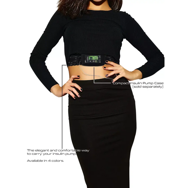 Insulin pump belt in lace, adjustable chest and waist fit, comfortable and stylish.