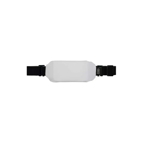 White rectangular Dia-Body Pouch for insulin pumps with black straps on each end