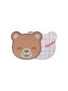 Simplera Sync bear patch front and back view showing adhesive backing and full protective coverage