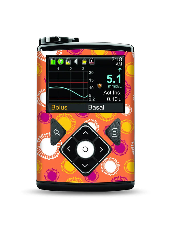 Medtronic MiniMed with Summer Edition tropical-themed stickers, adding vibrant color and protection.