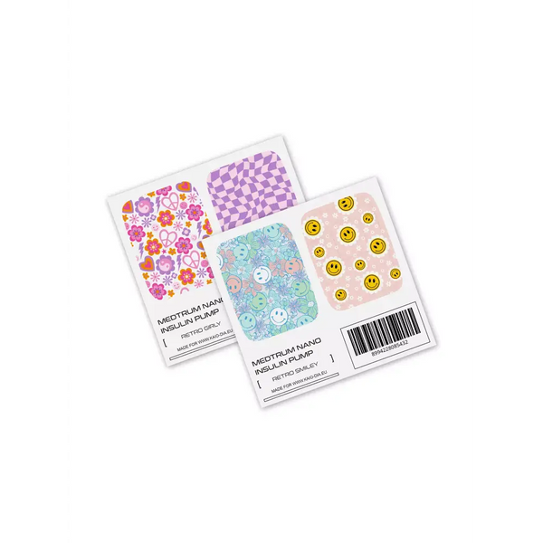 Stickers for Medtrum Nano Pump Y2K Collection with retro designs and vibrant colors.