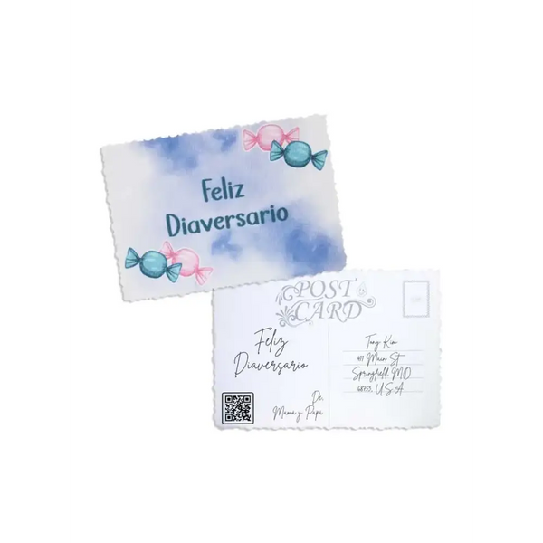 Empowering Diaversary Postcards with vibrant design and envelope, ideal for diabetes milestone celebrations.