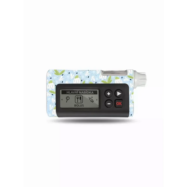 Dana RS insulin pump with floral spring edition sticker, water-resistant design.