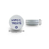 The HYPO TREATS tin container with dimensions noted (7 cm in diameter and 2.5 cm in height).