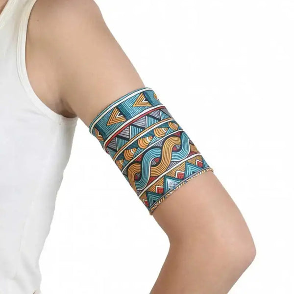 CGM armband with ethnic prints for Freestyle Libre sensor protection.