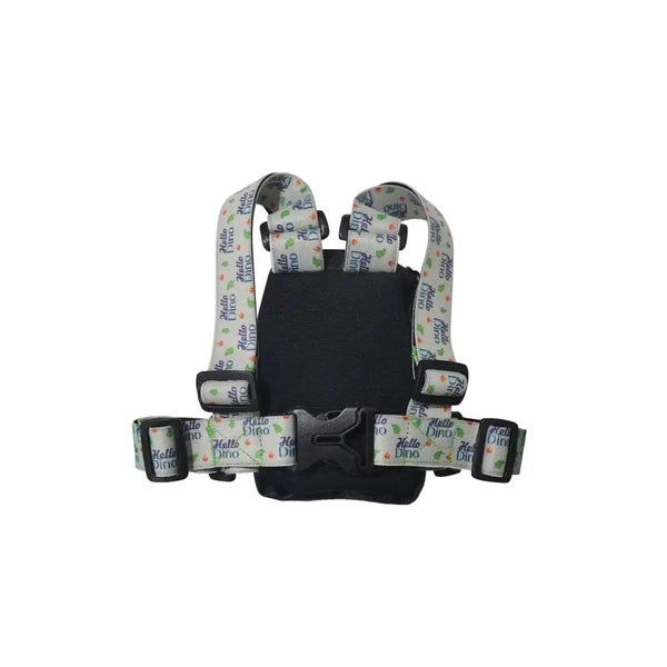 Insulin pump harness for kids with adjustable straps and pocket for night-time use.