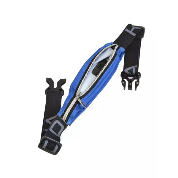 Insulin pump belt pouch for kids in plain blue, adjustable and comfortable for daily activities.