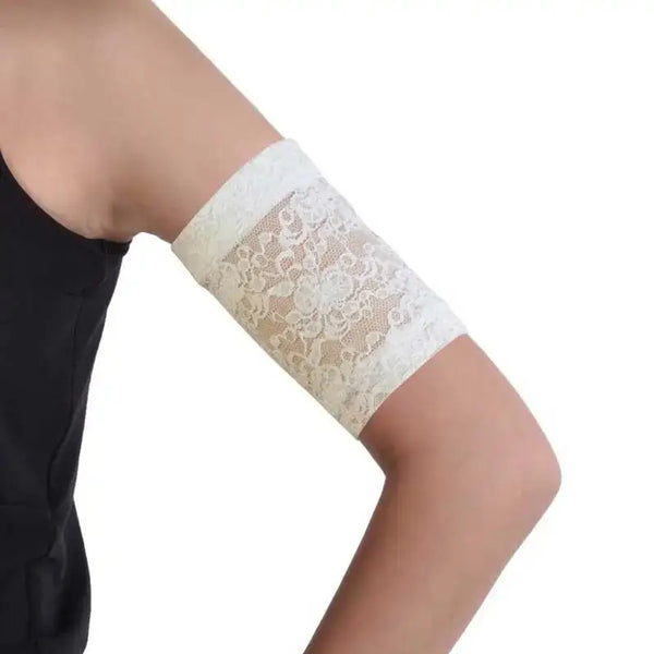 Lace Armband for CGM and Insulin Pump on woman's arm, elegant and secure.