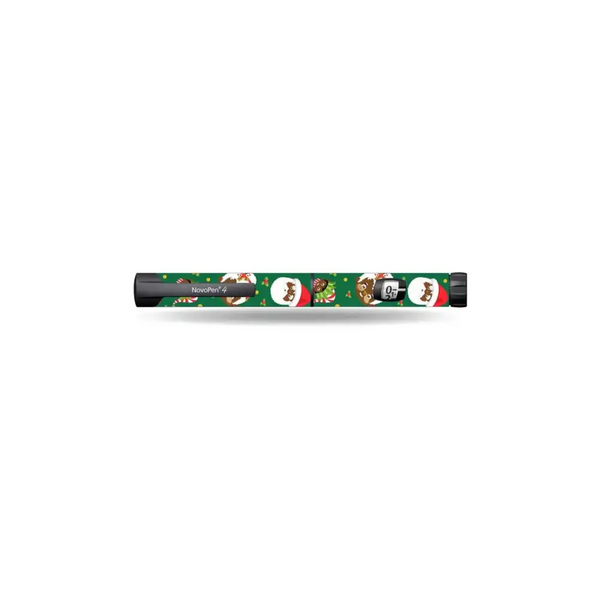 Christmas-themed NovoPen insulin pen sticker, festive design, water-resistant vinyl.