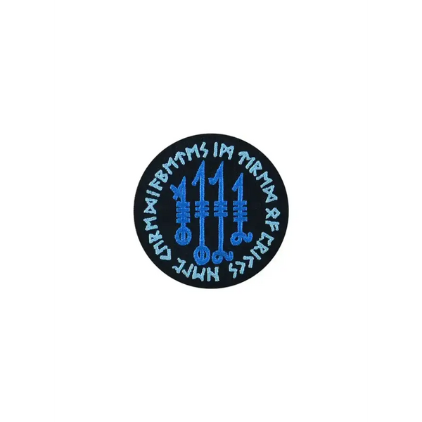 Viking-inspired Diabetes Awareness iron-on patch with embroidered Nordic runes.