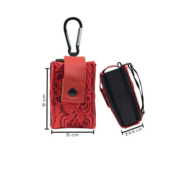 Universal Insulin Pump Pouch in Lace with Carabiner and Adjustable Strap
