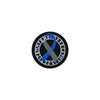 Viking-inspired diabetes awareness iron-on patch with Nordic runes and blue-gray ribbon design.