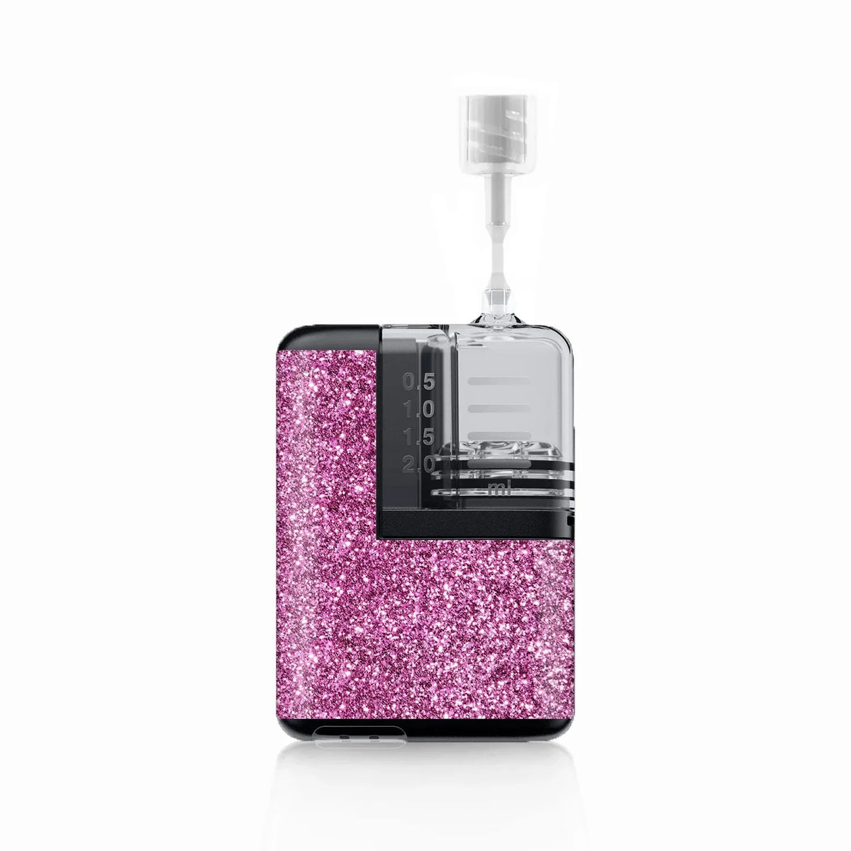 Pink Glitter sticker applied to a Tandem Mobi insulin pump Image