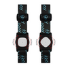 Two black and blue patterned knee pads for use with Medtronic Simplera CGM