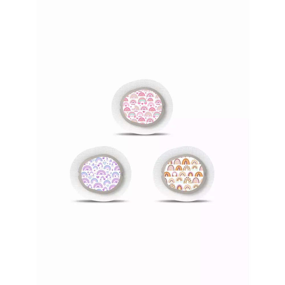 Valentine-themed Dexcom G7 sensor stickers set with heart designs.