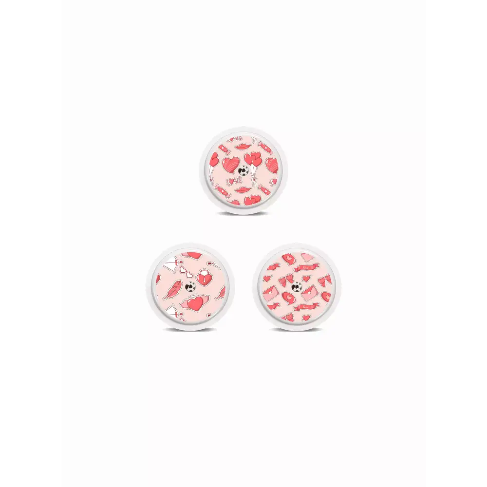 Freestyle Libre 2 Sensor Stickers Valentine Edition with rainbow hearts and love motifs for 2024.