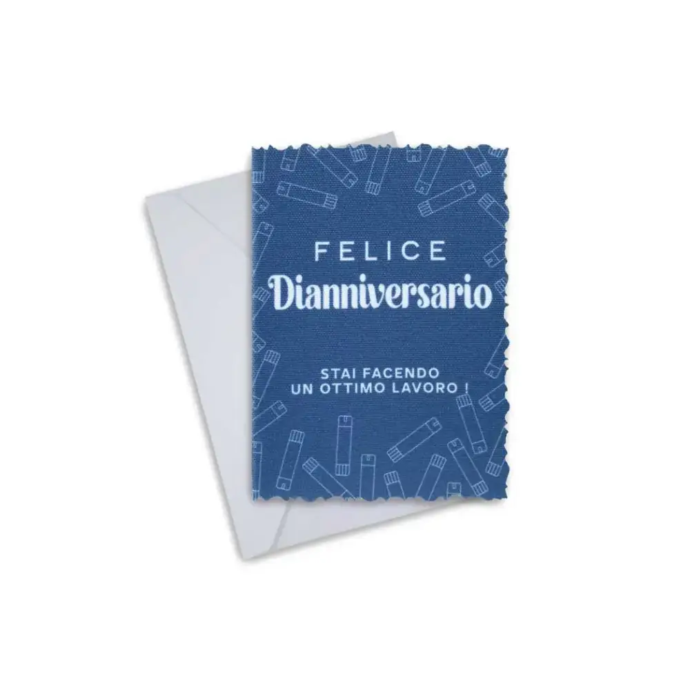 Diaversary greeting card with envelope featuring inspirational design and message in Italian.