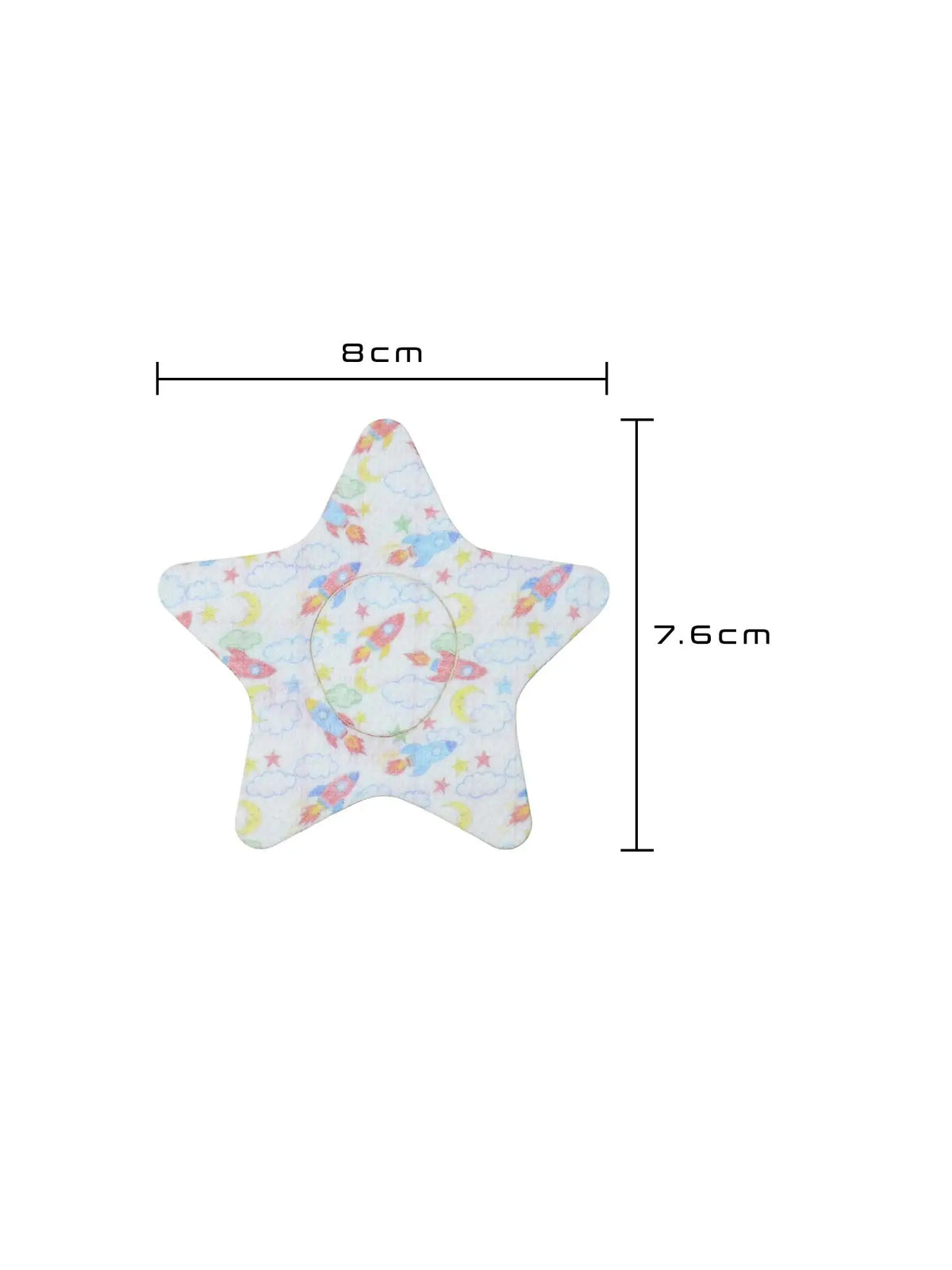 Barnplåster för Dexcom G7, form: stjärna, storlek 8,0 x 7,6 cm
