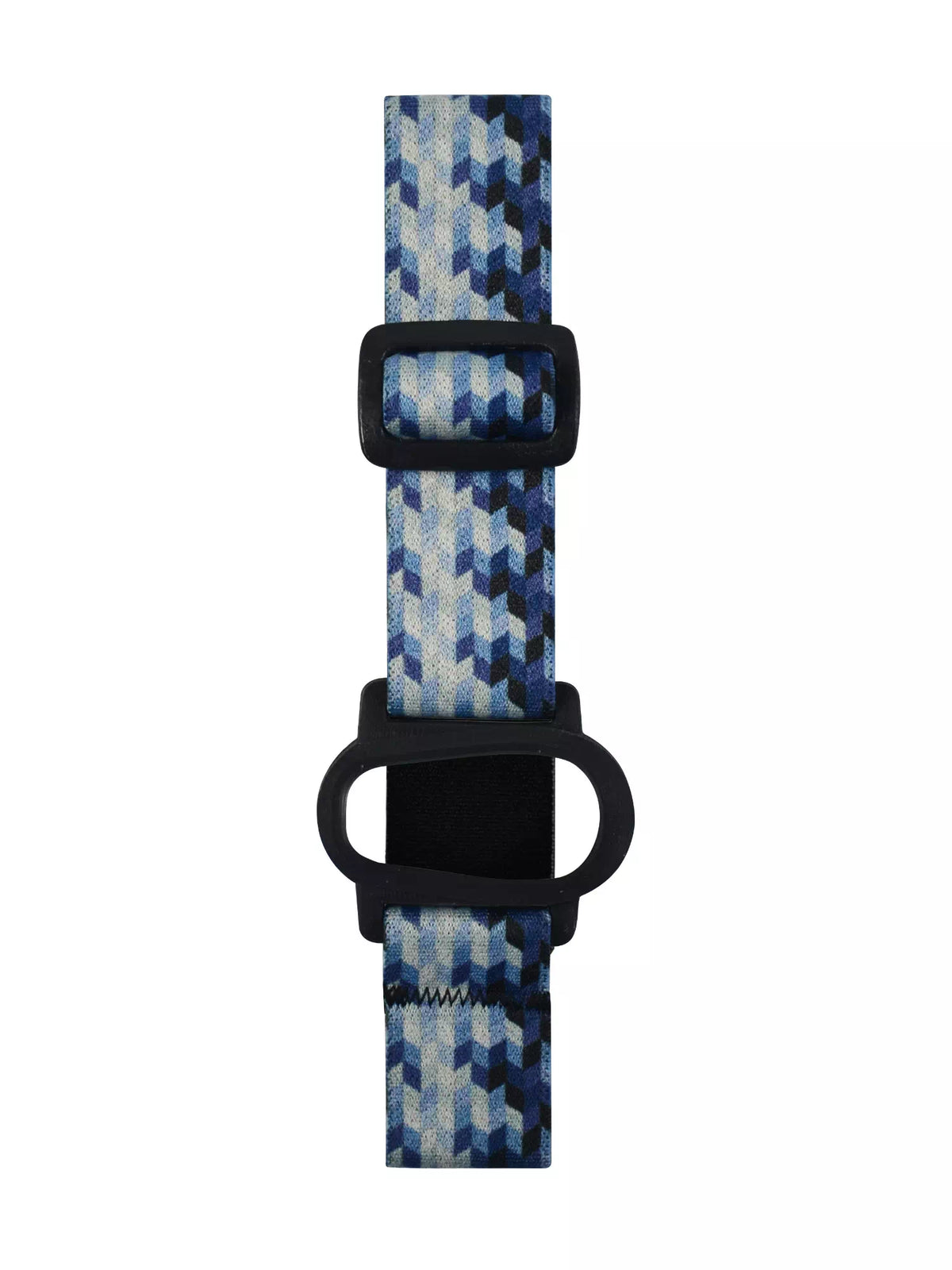 Dexcom G6 Adjustable Armband with blue geometric design for secure CGM placement.