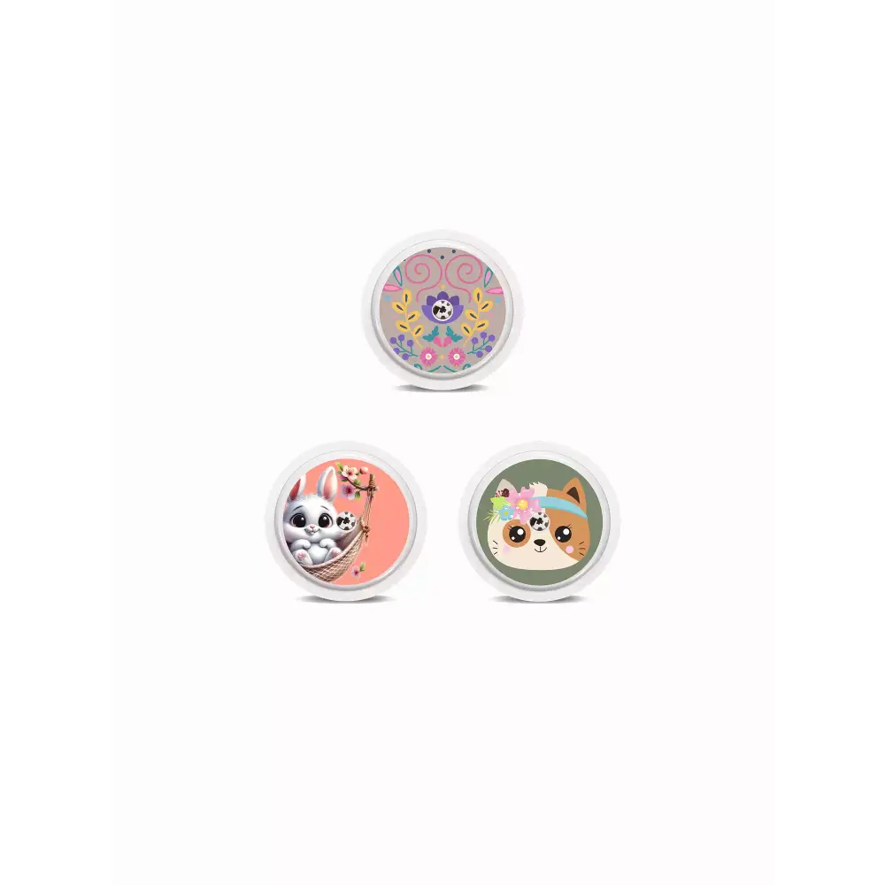 Freestyle Libre 2 Sensor Stickers Spring Edition 2024 with floral and animal designs.
