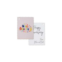 Diaversary Gift Tags on canvas with colorful designs and handwritten messages.