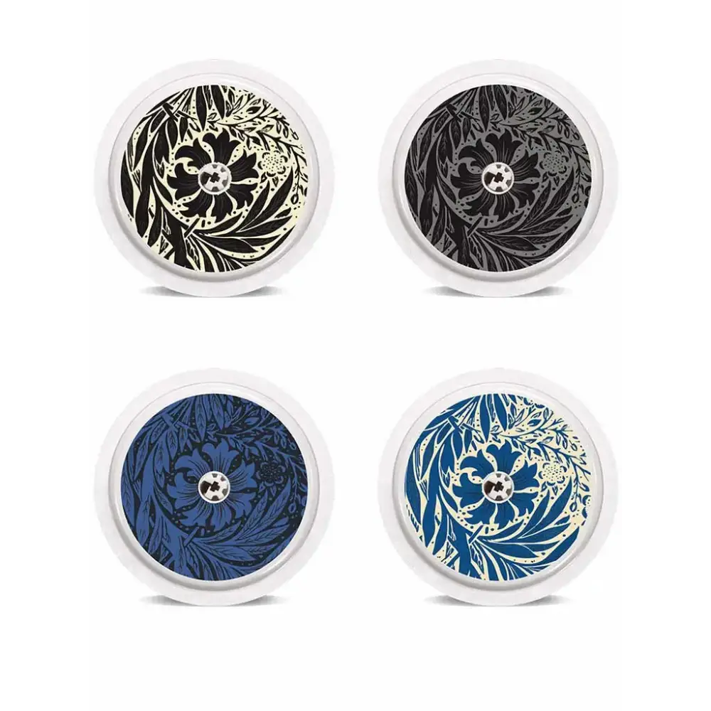 Freestyle Libre stickers in floral designs for sensors, set of four.