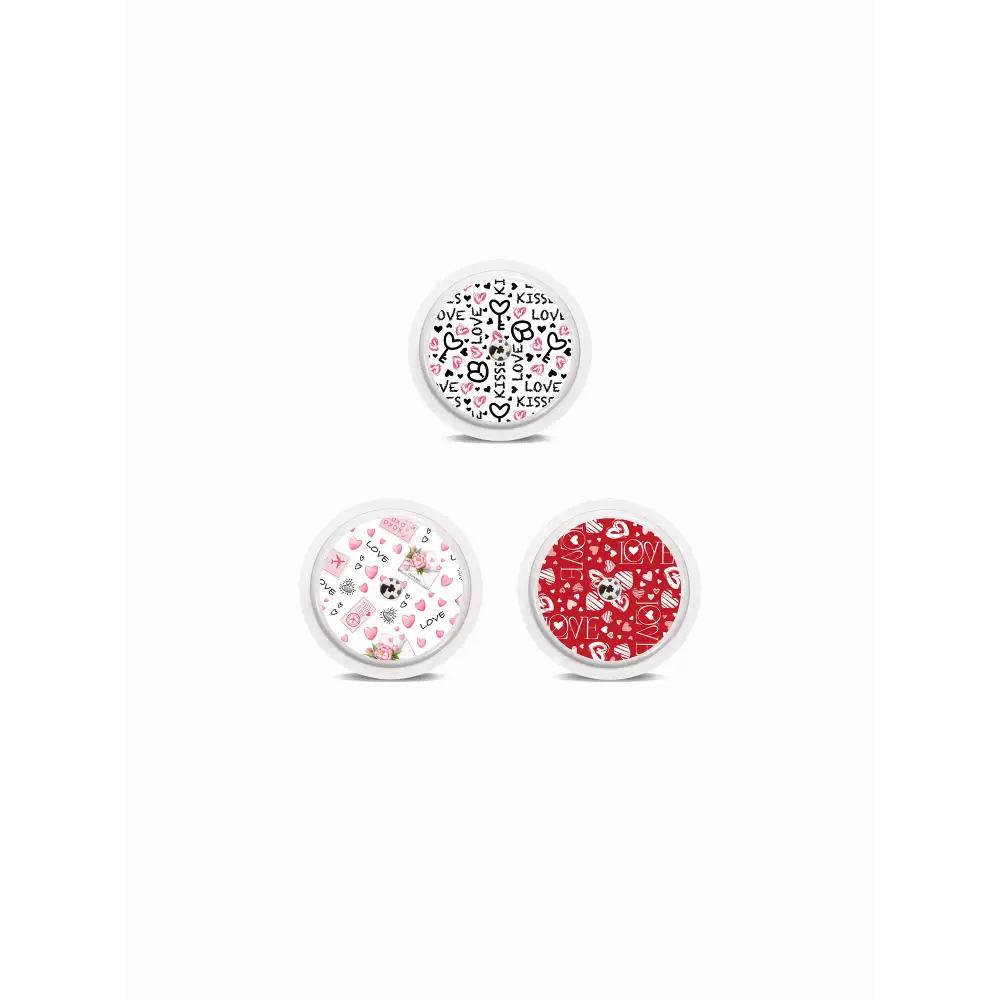 Libre 2 Stickers Valentine Edition 2025 - Three festive designs for Freestyle Libre 2 sensors.