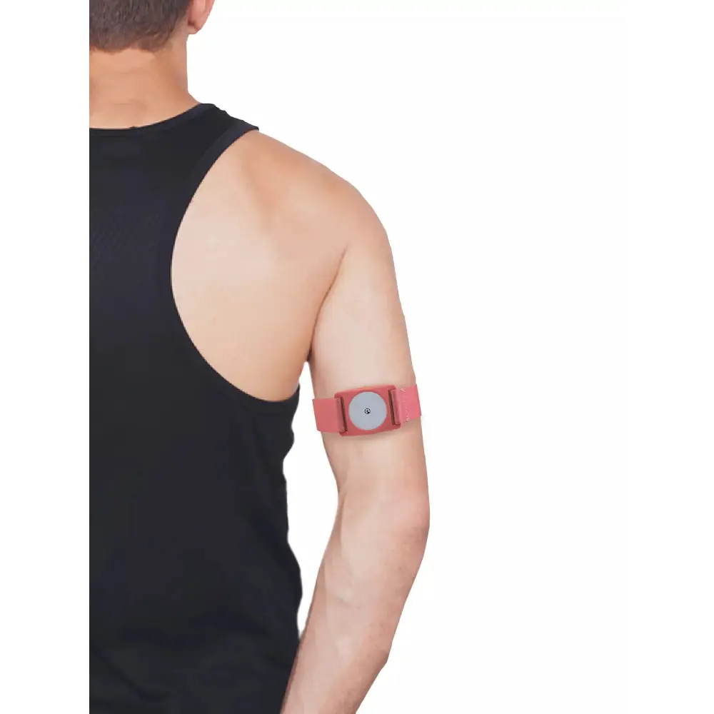 Freestyle Libre 2 Sensor Adjustable Armband - Dia-Style Barbie Edition, pink, worn on arm, for kids with diabetes.