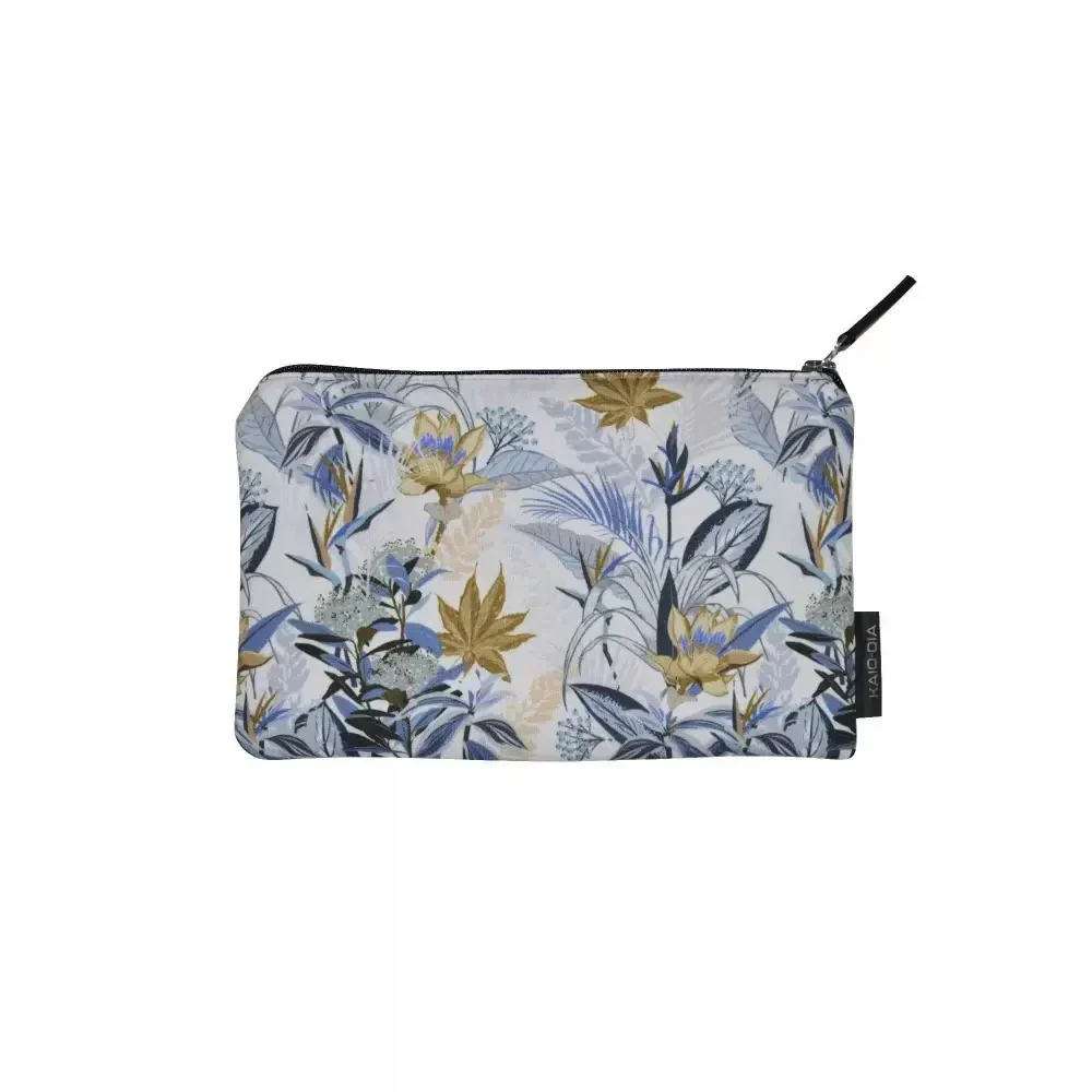 Zipper bag for diabetics with floral design, holds glucose meter and supplies.