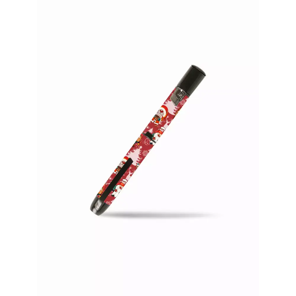 Pen designed with colorful red, black, and white pattern for Christmas cheer holiday-themed stickers