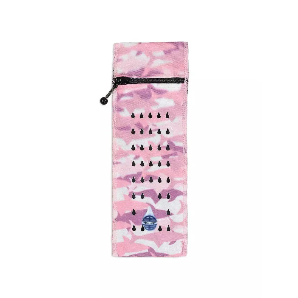 Pink patterned insulin cooling wallet for 1 insulin pen with zipper and water drop design