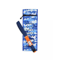 Insulin cooling wallet for 1 insulin pen with blue shark design and zipper closure