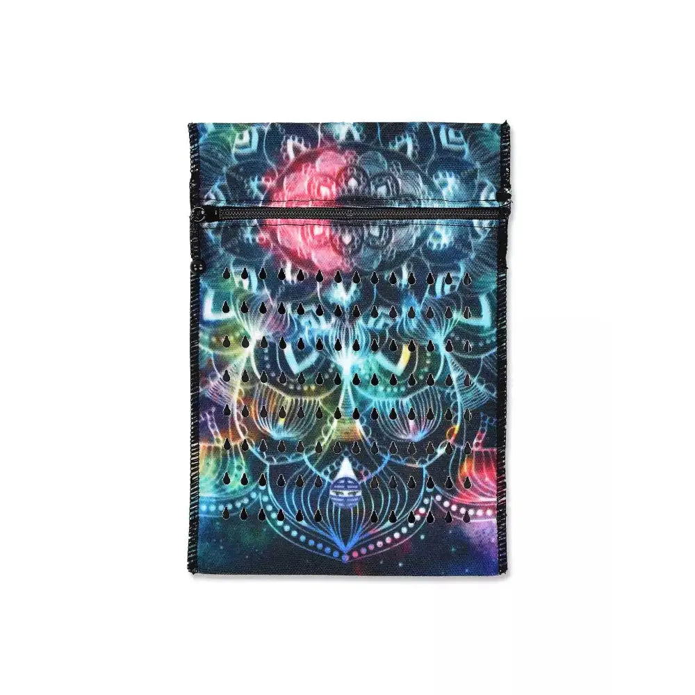 Insulin cooler travel case with vibrant cosmic design, fits 3 insulin pens or 5 vials, ideal for diabetics.