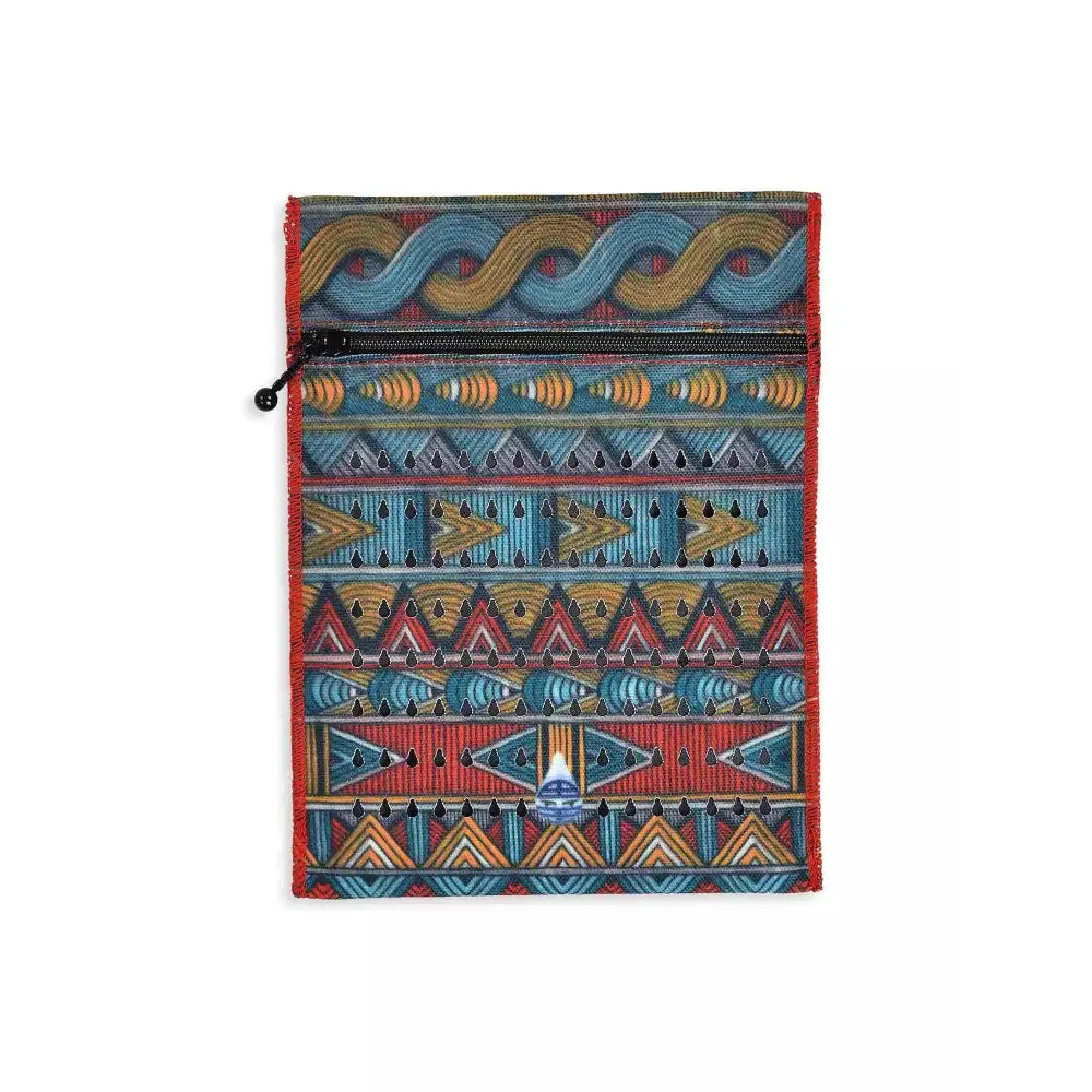 Colorful Dia-Cool insulin cooling wallet with tribal pattern, fits 4 pens or 8 vials, electricity-free.
