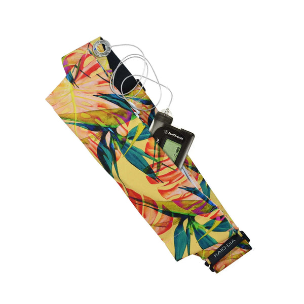 Justerbart midjebälte för insulinpump – blommigt tryck, G-Hook-lås | Dia Belly-Belt 2