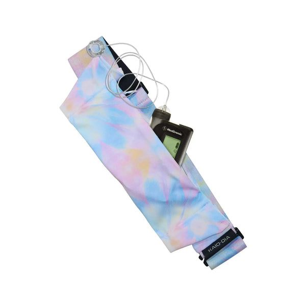 Justerbart midjebälte för insulinpump – tie-dye-tryck, G-Hook-lås | Dia Belly-Belt 2