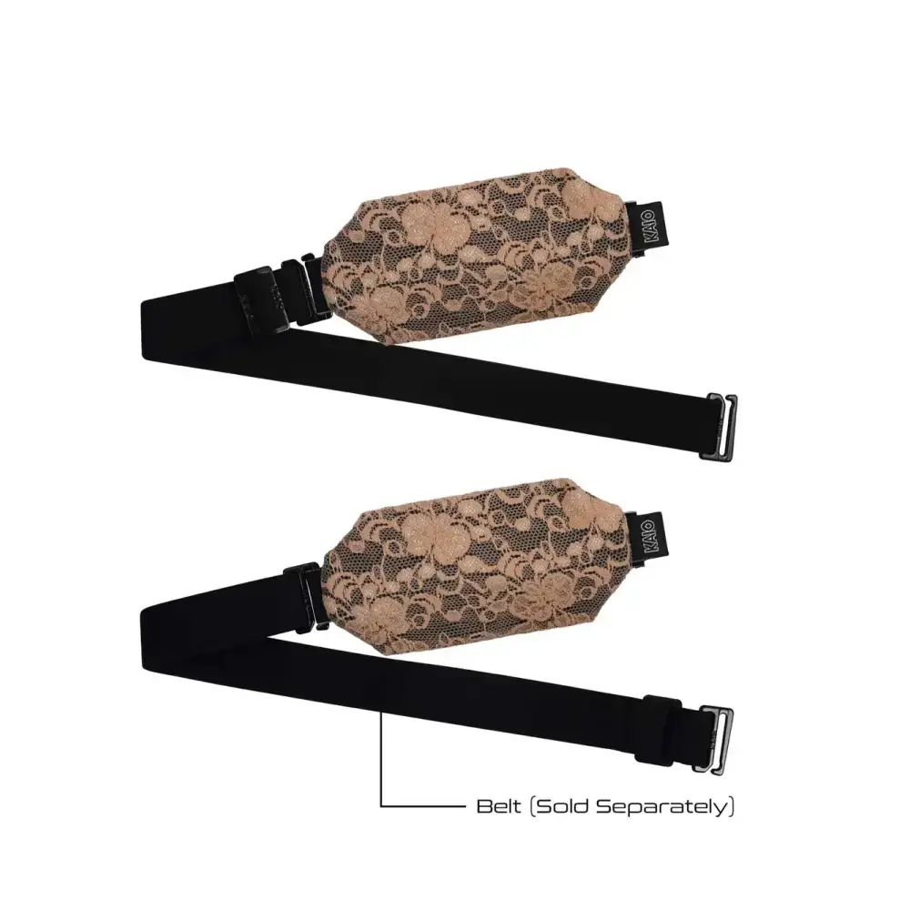 Elegant insulin pump pouch in lace, Dia-Body Pouch Lace, delicate lace design, secure insulin pump management, compatible with multiple devices.