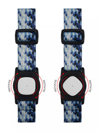 Simplera Sync Sensor Armband with Rotating Clip in Dia-Style graphic design, showcasing adjustable straps and sensor alignment feature.