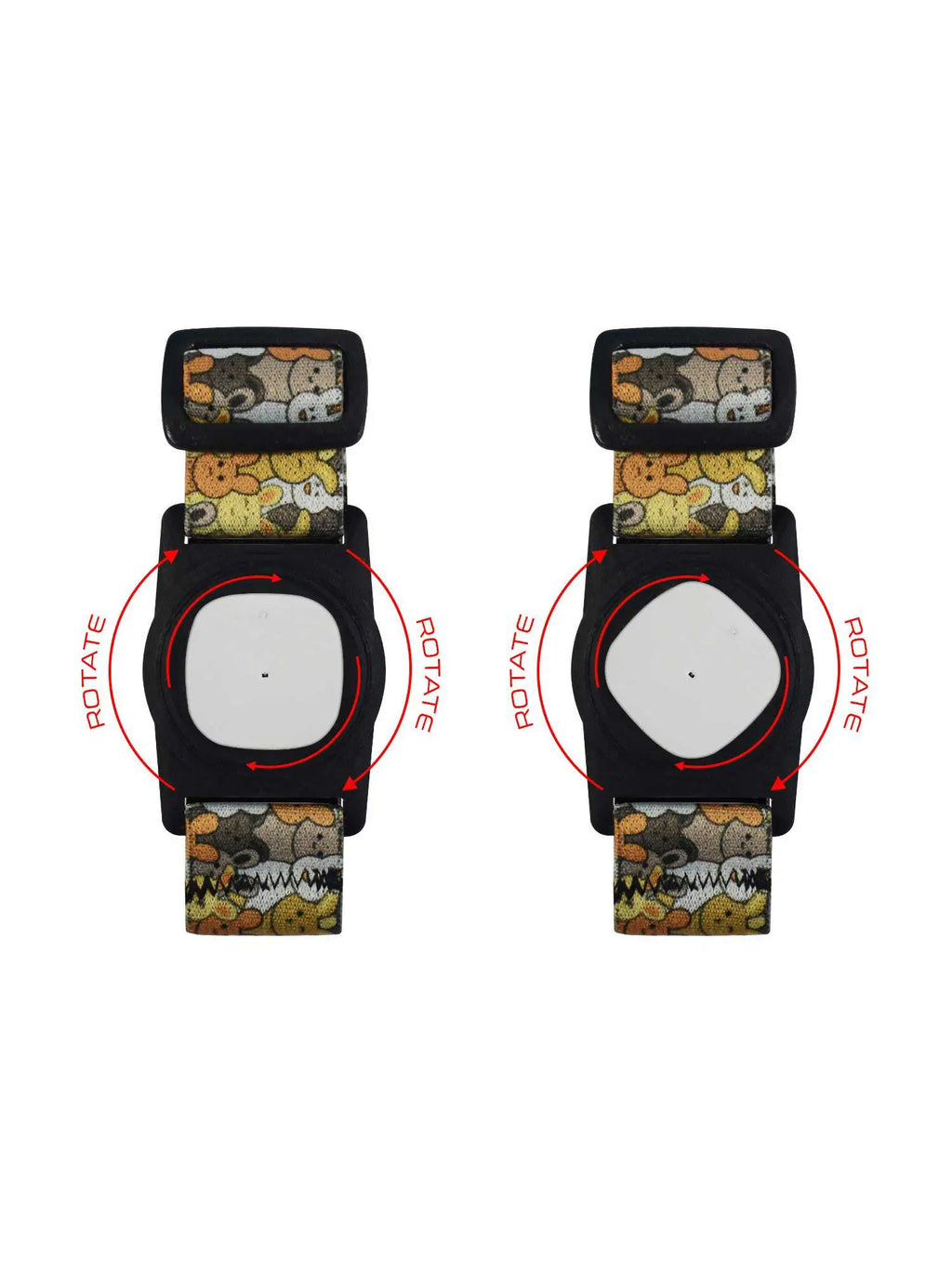 Simplera Sync-armband för barn med roterande clips, Dia-Style Kiddy Bunny Overload & Roar