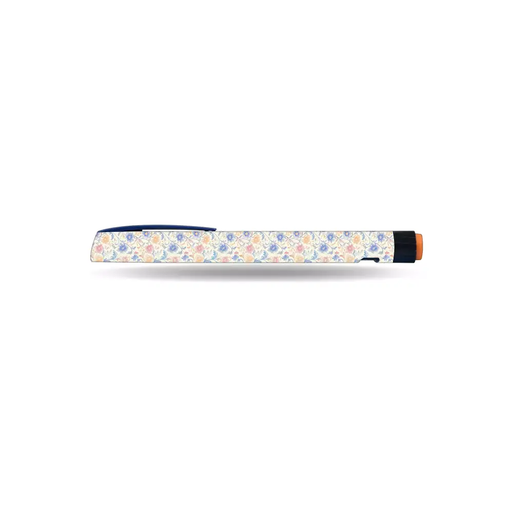 NovoRapid FlexPen insulin pen with floral vinyl-laminated sticker, waterproof and durable design for personalized style