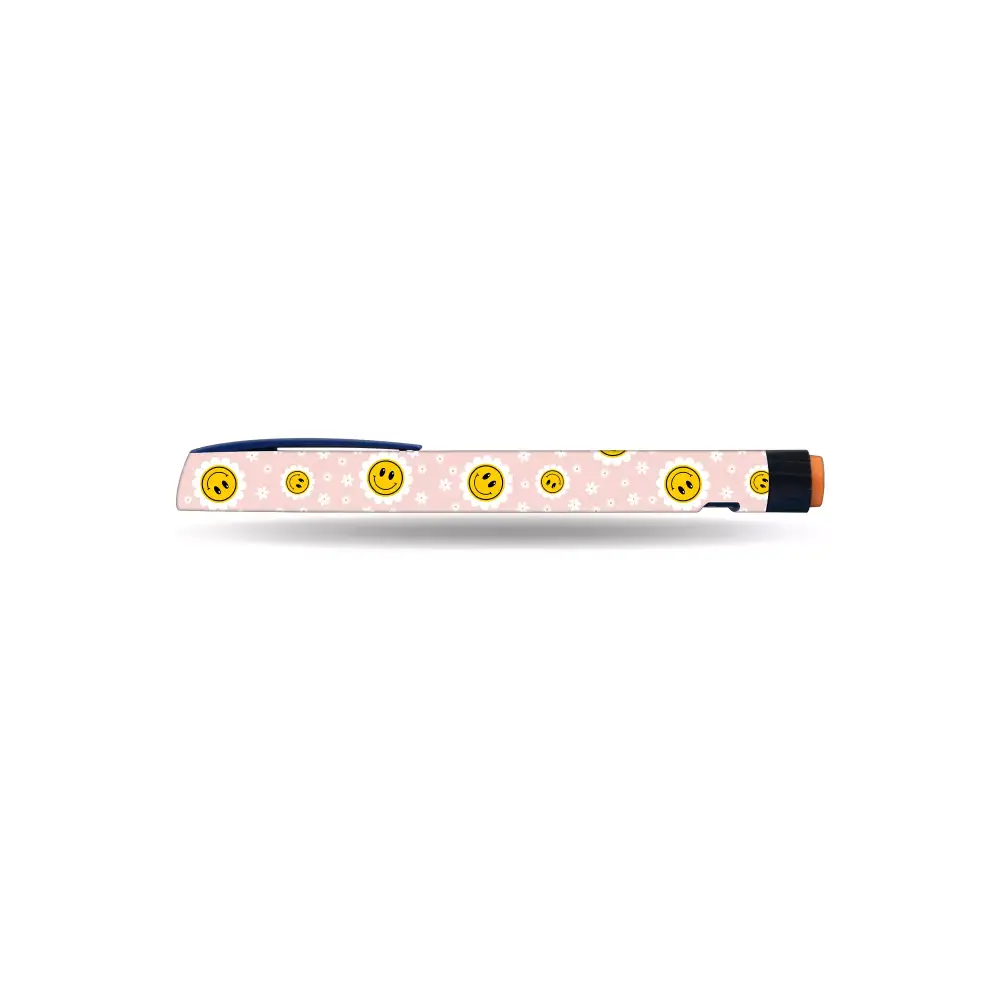Stickers for NovoRapid Flexpen Y2K Collection with smiley face design.