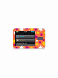 Tandem T slim insulin pump with Summer Edition sticker featuring colorful sunlit patterns.