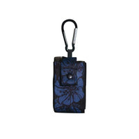 Compact universal pouch for insulin pump with carabiner attachment, floral design.
