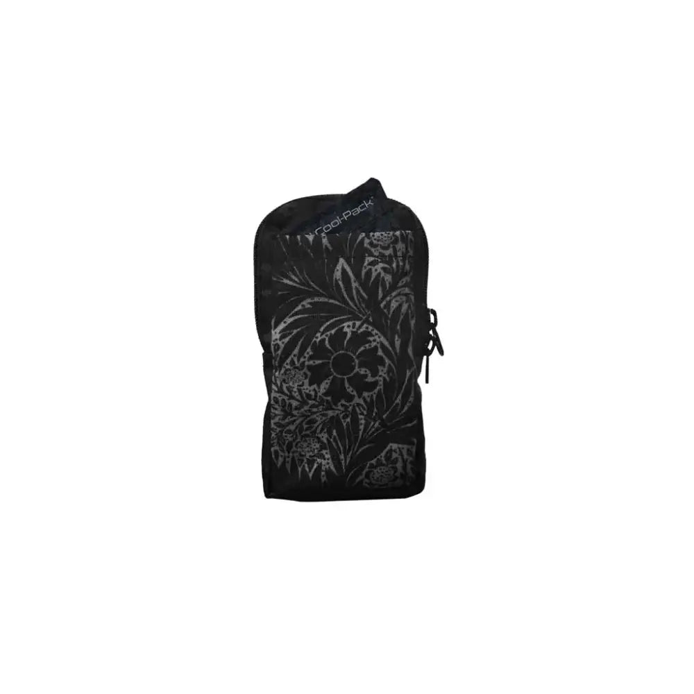 Vertical insulin pump case with floral print, compatible with popular models, and includes Dia-Cool pack.